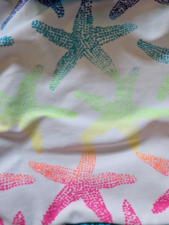 Maillot fille 1 pièce blanc bleu étoile de mer 4-5 ans - photo numéro 2