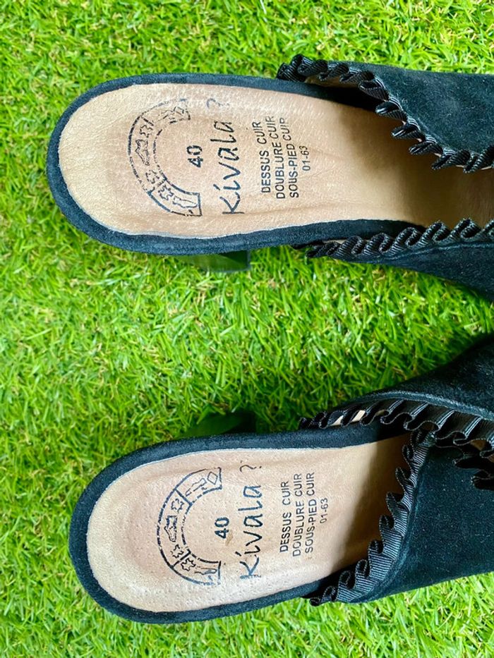 Mules en cuir à talons noires taille 40 - photo numéro 11