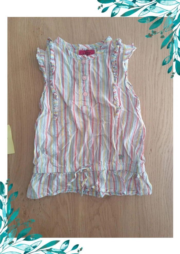 Chemise tee shirt fille 4 ans rayé - photo numéro 2