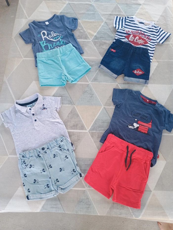 Lot de 4 ensemble Tee-shirts/shorts garçon 9 mois