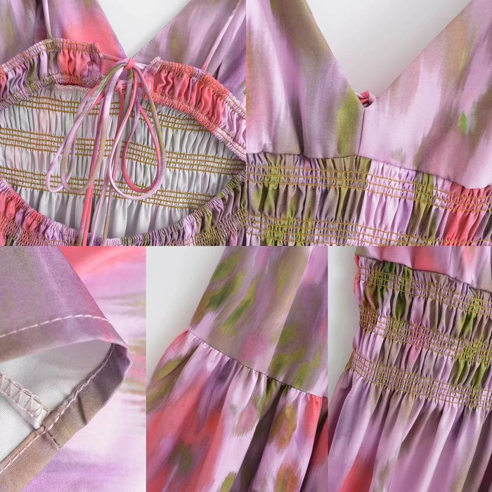 Robe longue fluide rose lila colorée – Taille S – Neuf - photo numéro 6