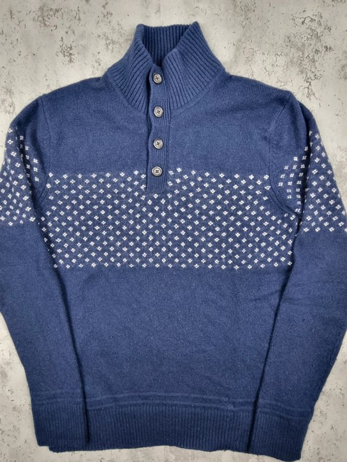 Pull 1/4 boutons Tommy Hilfiger bleu – Taille L Homme (mesures en photos) - photo numéro 3