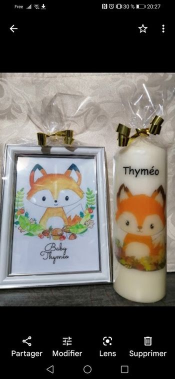 Bougie et cadre personnalisé