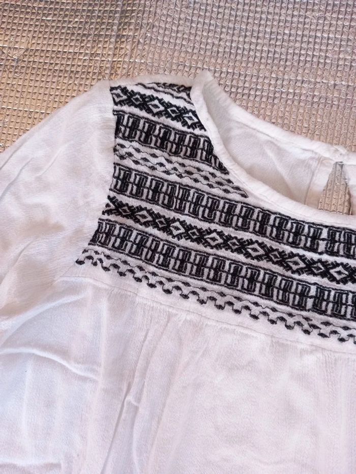 😴tunique coton lin T38 blanc noir - photo numéro 3