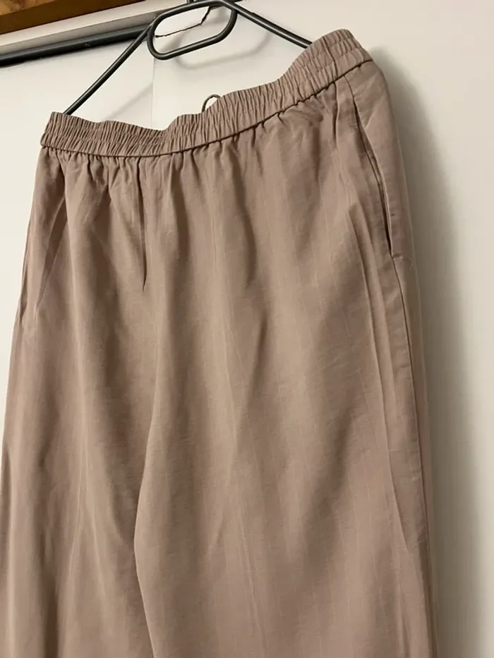Pantalon large rose clair à rayures fines blanches Primark - photo numéro 5