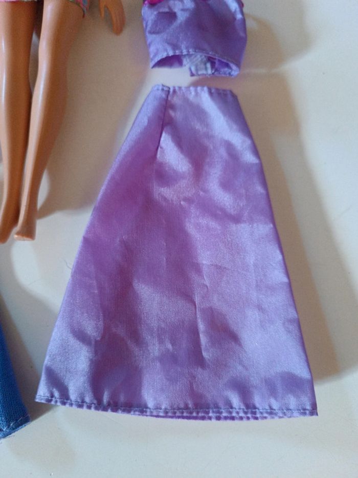 Poupée doll mattel barbie mannequin 2010 blonde hair blond jupe longue purple violet robe sac - photo numéro 2