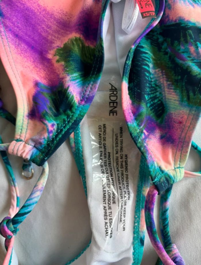 Bas de maillot de bain bikini multicolore motif feuillage Ardene taille XS/34 neuf - photo numéro 8