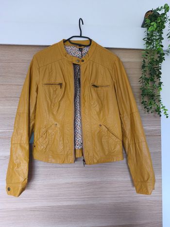 Veste similicuir jaune moutarde 