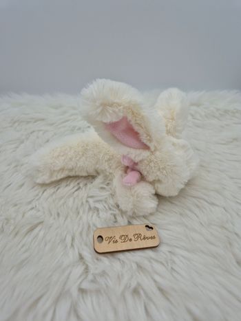 Doudou peluche Lapin Bonbon 16cm crème rose D3375 Doudou et Compagnie 