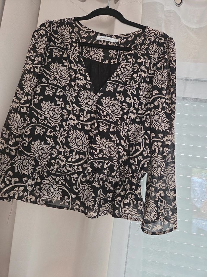 Blouse noir et creme - photo numéro 2