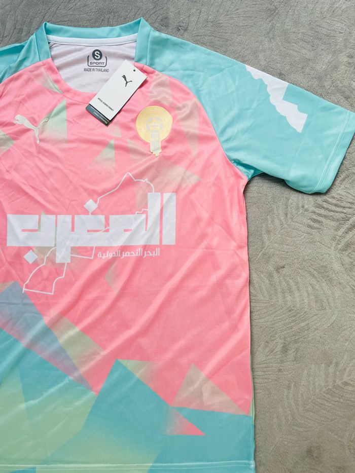 Maillot concept foot Maroc rose et bleu taille S - photo numéro 3