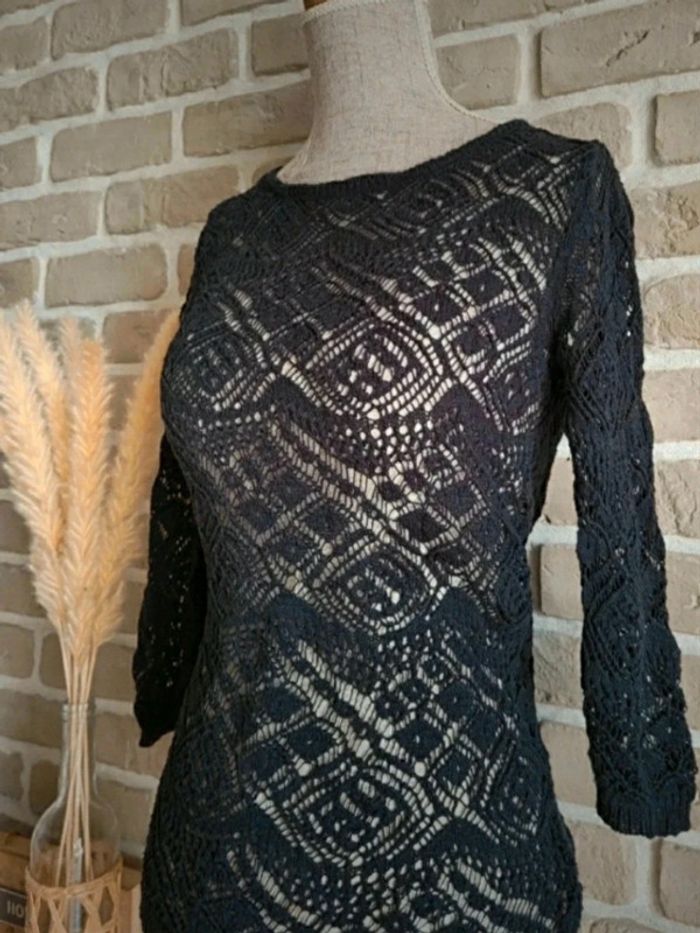 Pull en crochet noir dos ouvert La Redoute - photo numéro 6