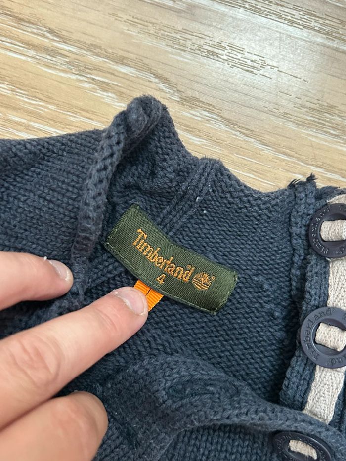 Pull bleu marine timberland coton - côtelé - taille 3 ans - photo numéro 4