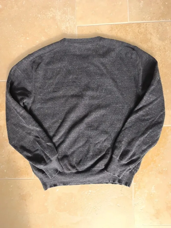 Pull col rond gris foncé chiné logo blanc Polo Ralph Lauren S - photo numéro 11