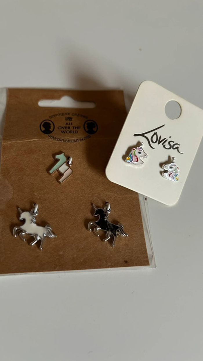 Boucles d’oreilles et pendentif licorne - photo numéro 2