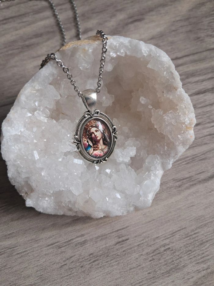 Collier médaillon notre dame du rosaire - photo numéro 2