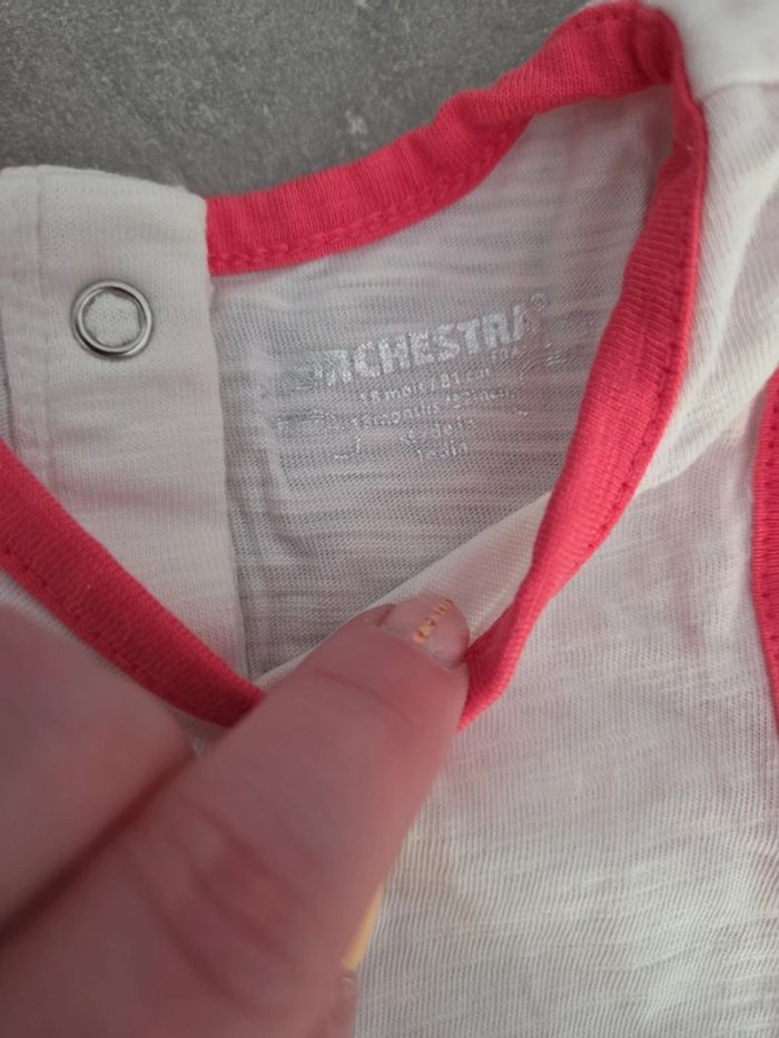 Ensemble 2 pièces bébé fille 100% coton short rose débardeur marinière T18mois TBE orchestra - photo numéro 2