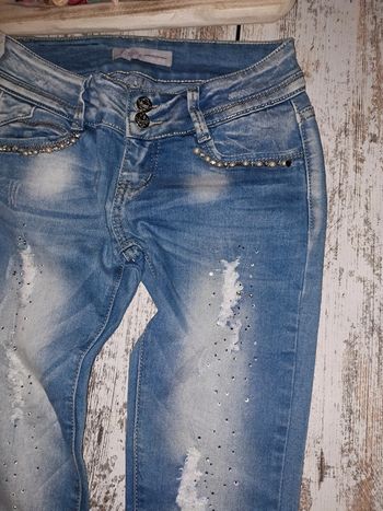 Jean à strass et perles