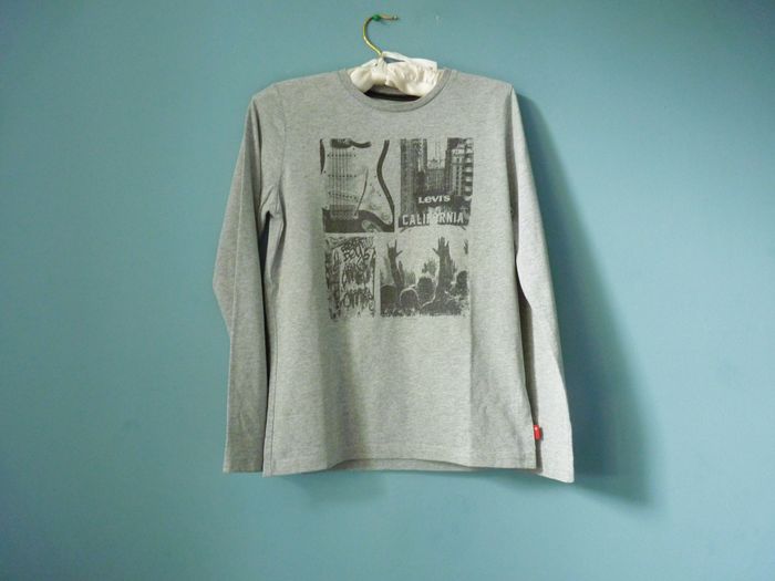 T-shirt garçon 12 ans levi's manches longues coton gris TBE