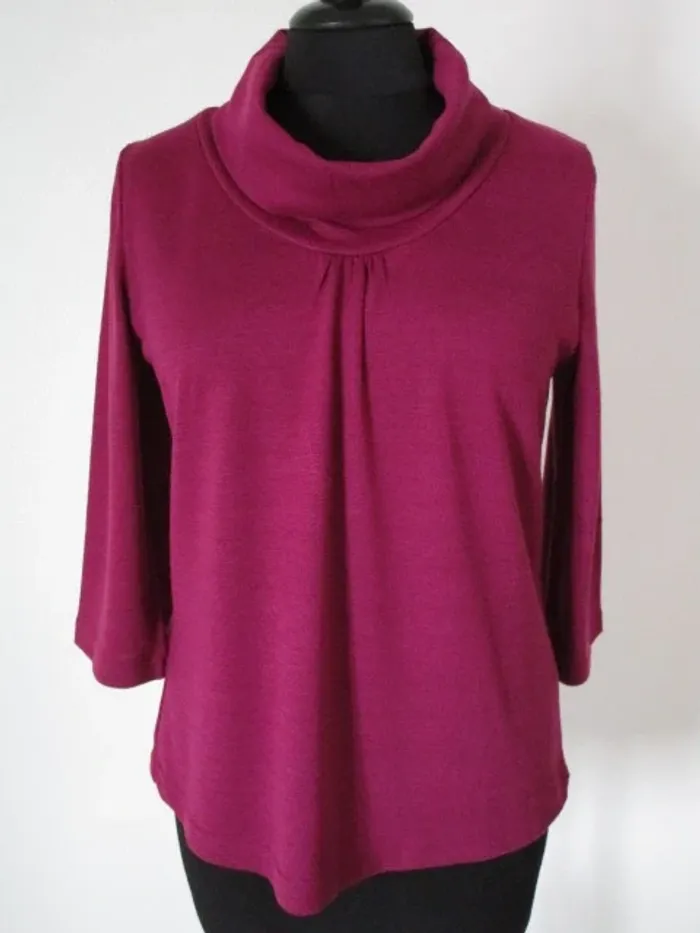 Pull prune col roulé manches 3/4 Jac Jac 38 NEUF - photo numéro 2