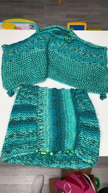 Ensemble poncho jupe fait main