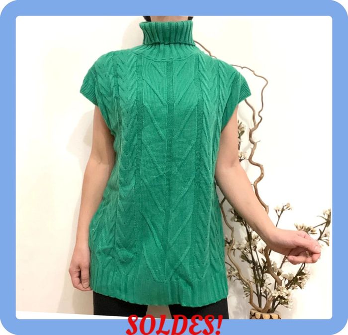 Sublime pull en tricot à col roulé sans manches taille L/XL - photo numéro 2