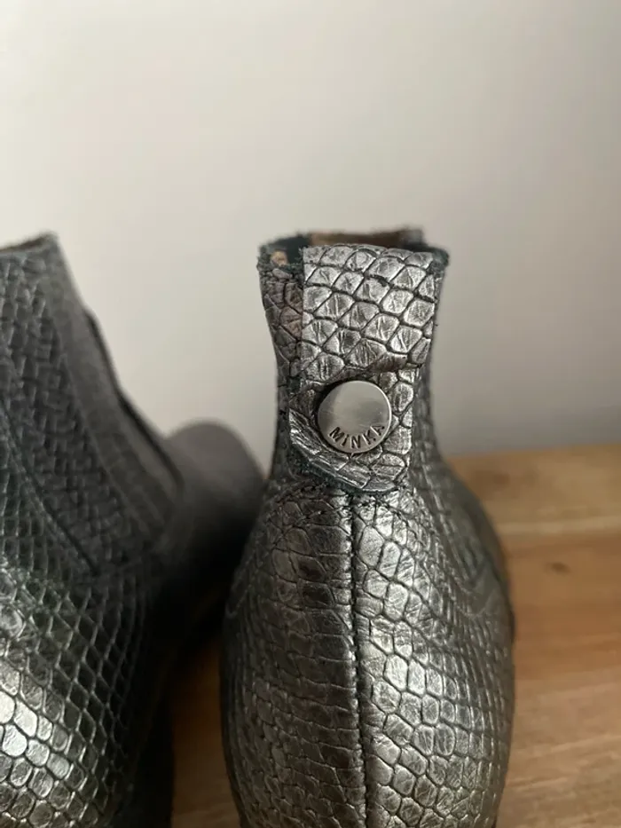 Bottines effet serpent argenté - photo numéro 3