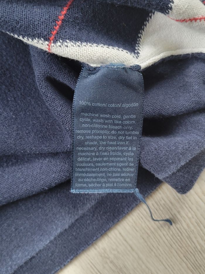 Pull Tommy Hilfiger homme M – motif losange bleu/blanc – bon état d’usage - photo numéro 9