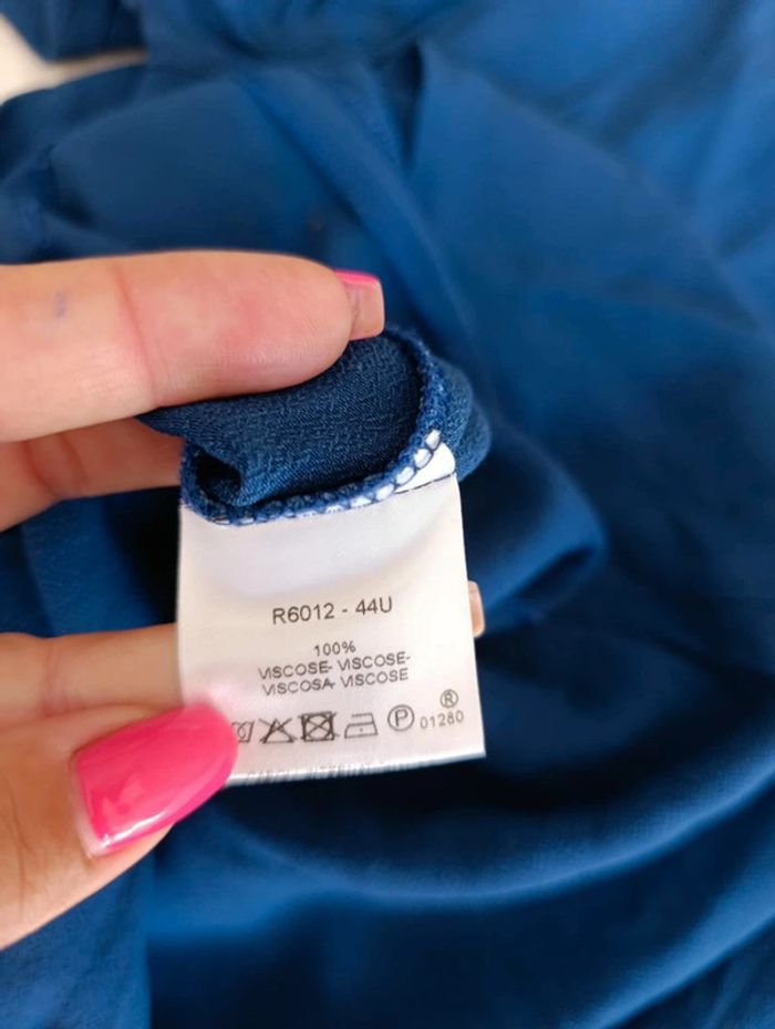 Robe légère Caroll bleu 40 laçage au décolleté manches 3/4 - photo numéro 9
