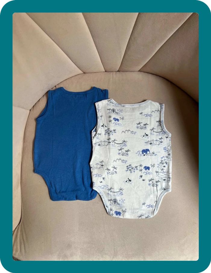 Lot de 2 bodies sans manches 9 mois thème Éléphants - Carrement Beau - photo numéro 2