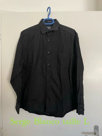 Chemise à manches longues noir uni Serge Blanco taille L