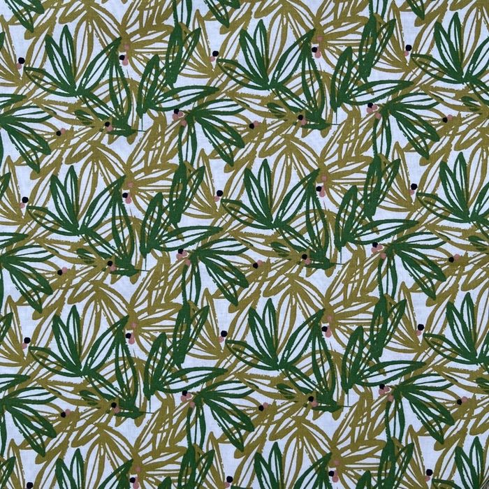 TISSU Coton PALMIER OLIVE