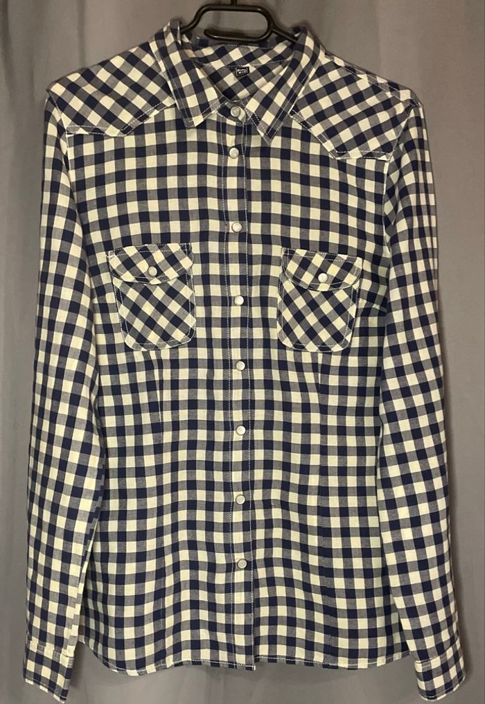 Chemise à carreaux »Pimkie »bleu marine et blanche