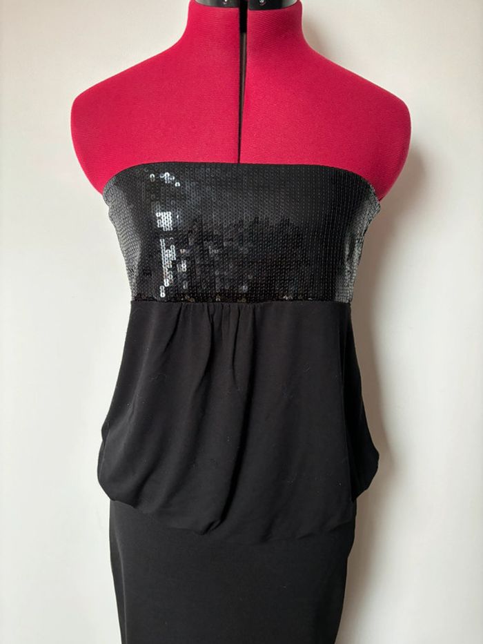 Superbe robe bustier sexy à sequins noire