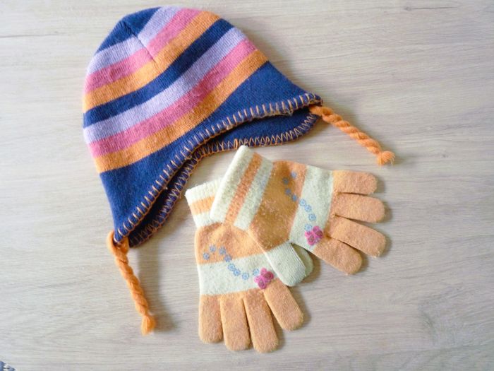 Bonnet gants Fille Gémo 4 ans peruvien ensemble multicolore TBE