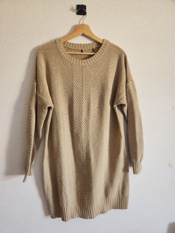 Robe pull maille beige – Taille L – Maille torsadée