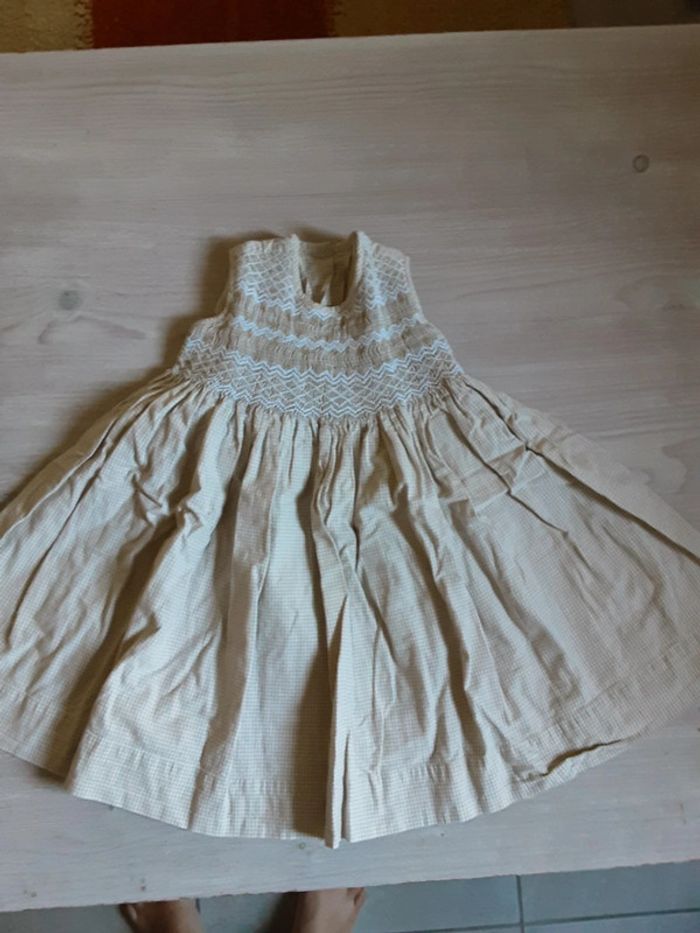 Magnifique robe coton été beige blanc T. 2-3 ans - photo numéro 2