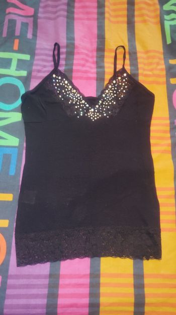Debardeur noir a strass