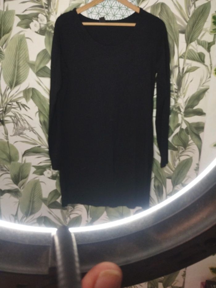 Robe basique noir longue manches m&s taille l