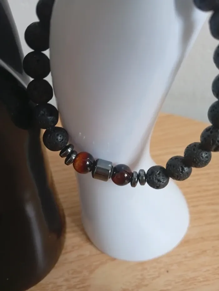 Onyx oeil du tigre bracelet homme Lithothérapie - photo numéro 2