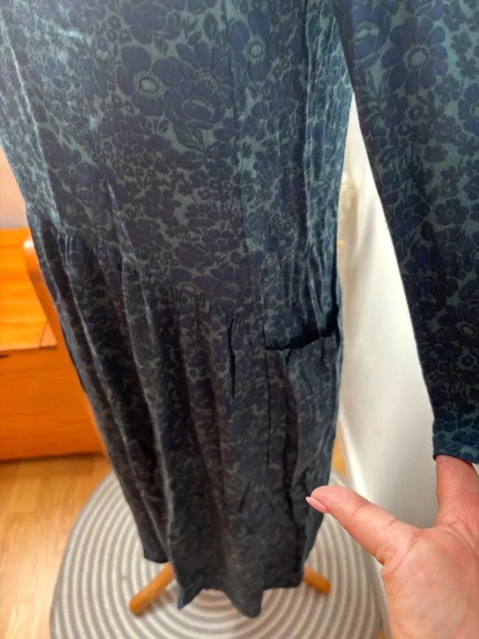 💙 Robe Monoprix mi-longue bleu marine et vert – T36 - photo numéro 7