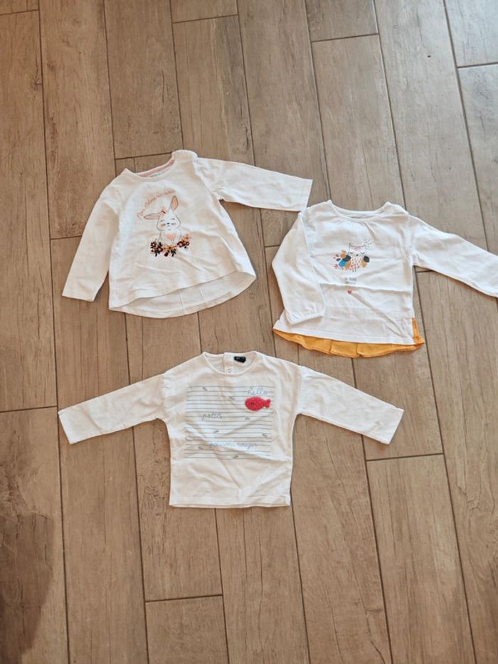 Lot de 3 Tshirt manches longues blancs 2 ans