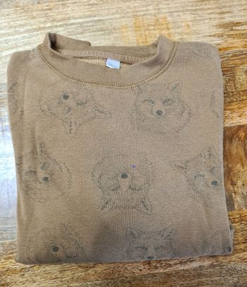 Pull marron motif loup 12 ans 152cm