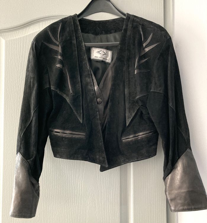 Veste en cuir et satin - Pellessimo - Vintage années 80