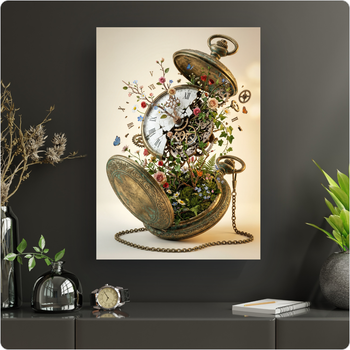 Affiche vintage "Montre Gousset Fleurie" poster artistique steampunk décoration murale A3 Sans cadre
