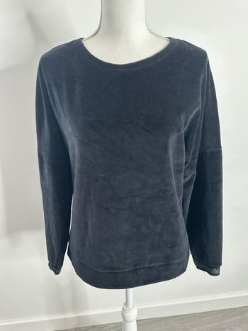 Sweatshirt en velours noir et argenté Promod T38 M