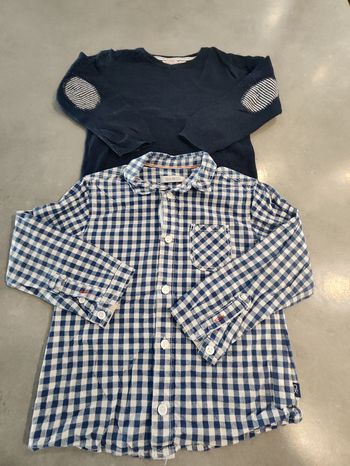 Lot de 2 hauts enfant garçon Pull+Chemise– Taille 4 ans