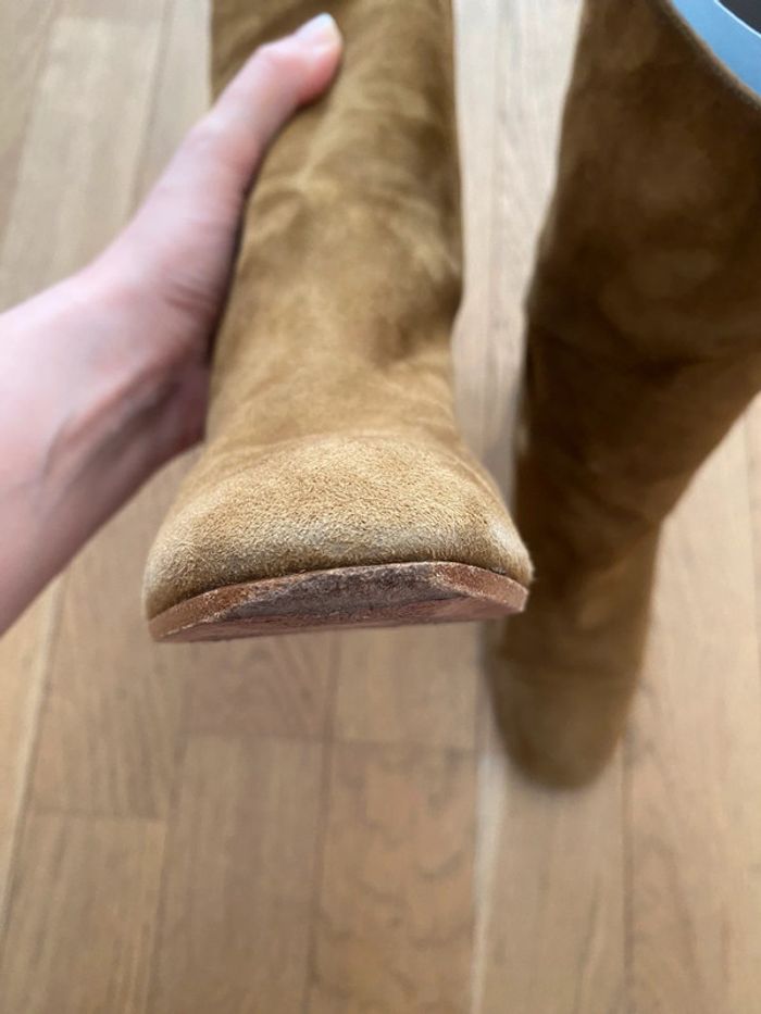 Bottines à talon en daim beige Aquazzura modèle Boogie taille 37 - photo numéro 11