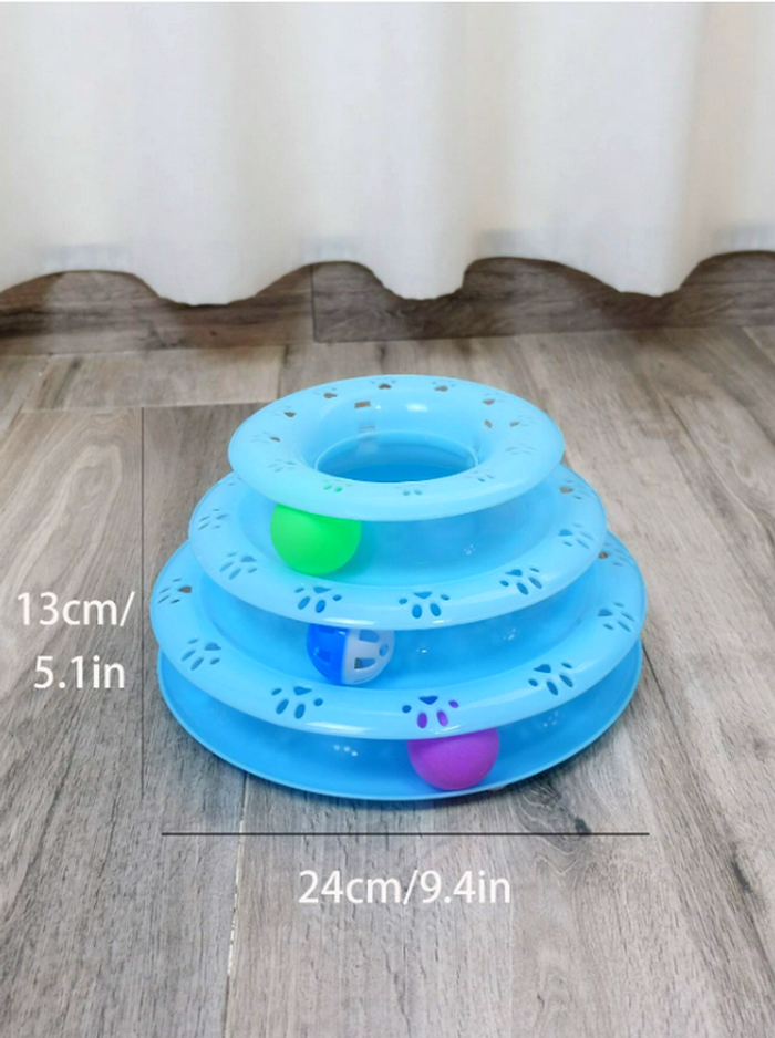 Jouet pour chat tour bleu avec 3 balles Neuf