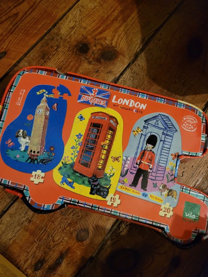 VILAC 3 puzzles London Londres Nathalie l'été Bus anglais Big Ben Garde - photo numéro 2
